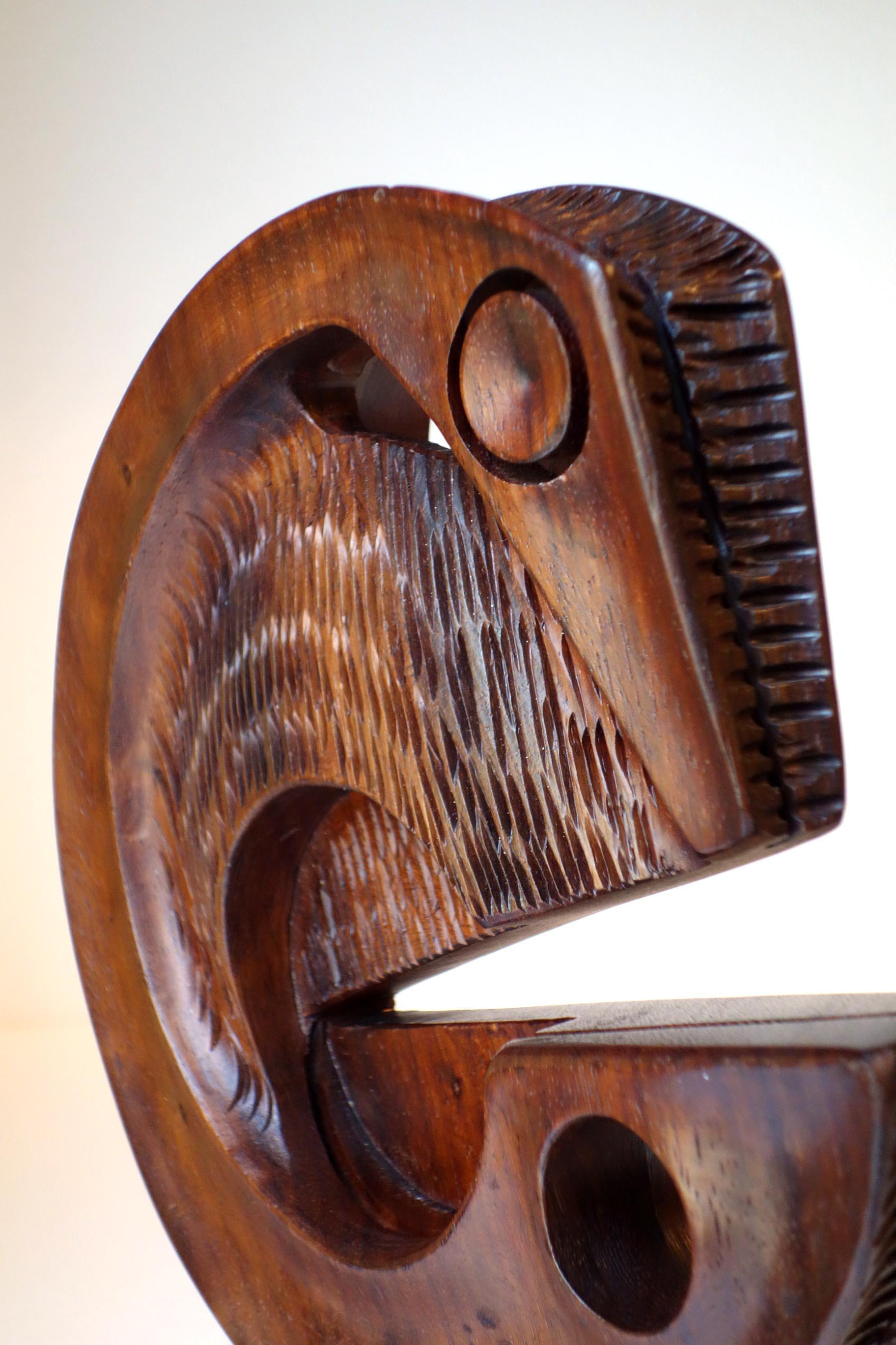 1970 Gianni Pinna Italian Modern Art Wood Sculpture For Sale 2