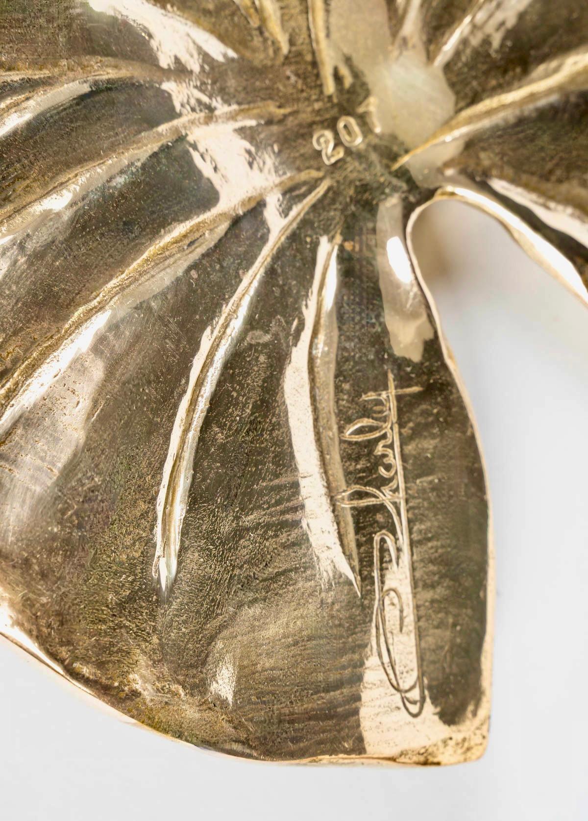 1970 Gilded bronze leaf designed by Christiane Charles Maison Charles in vendita 1