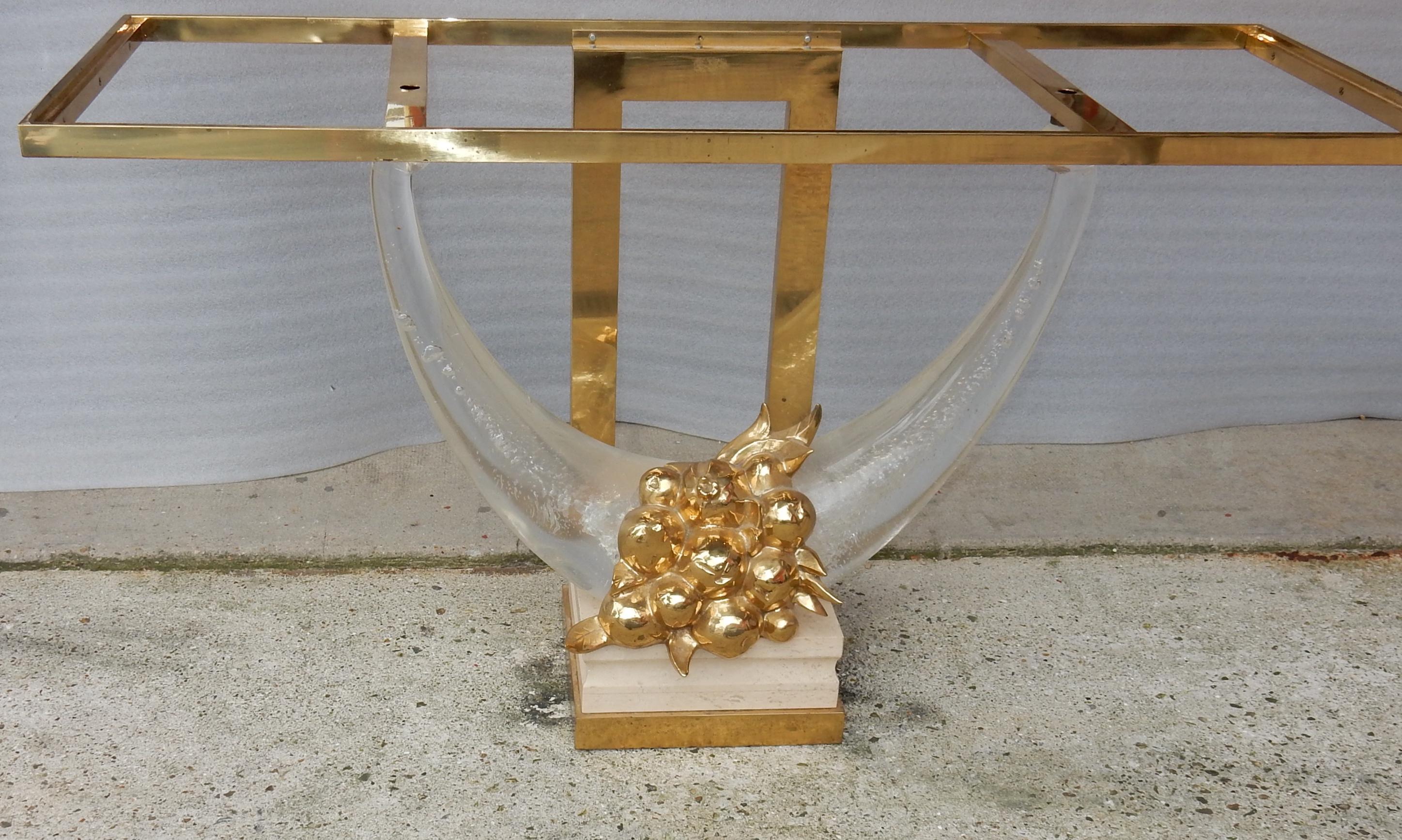 Console en bronze doré de 1970 dans le style de Claude Dalle pour Romeo en vente 2