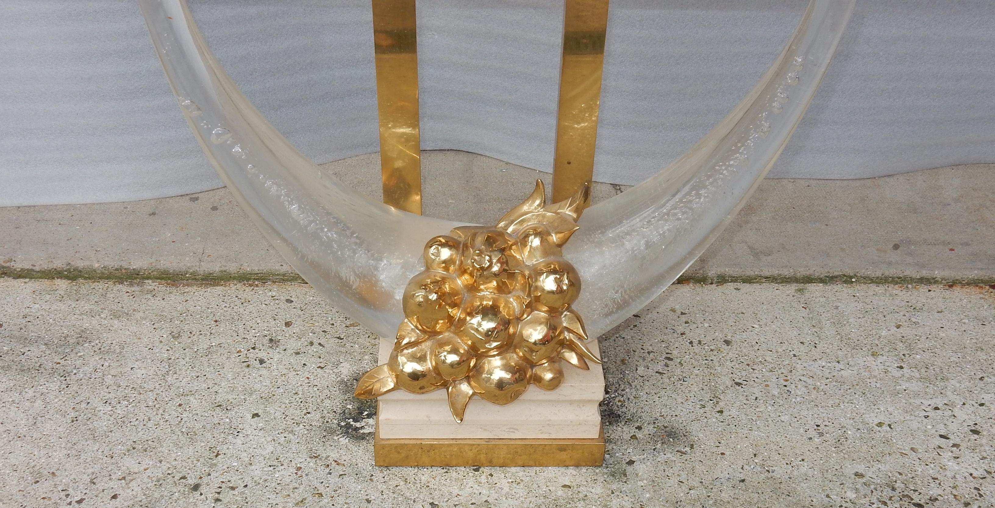 1970 Gilt Bronze Console in the Style of Claude Dalle for Romeo For Sale 2