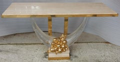 1970 Gilt Bronze Console in the Style of Claude Dalle for Romeo