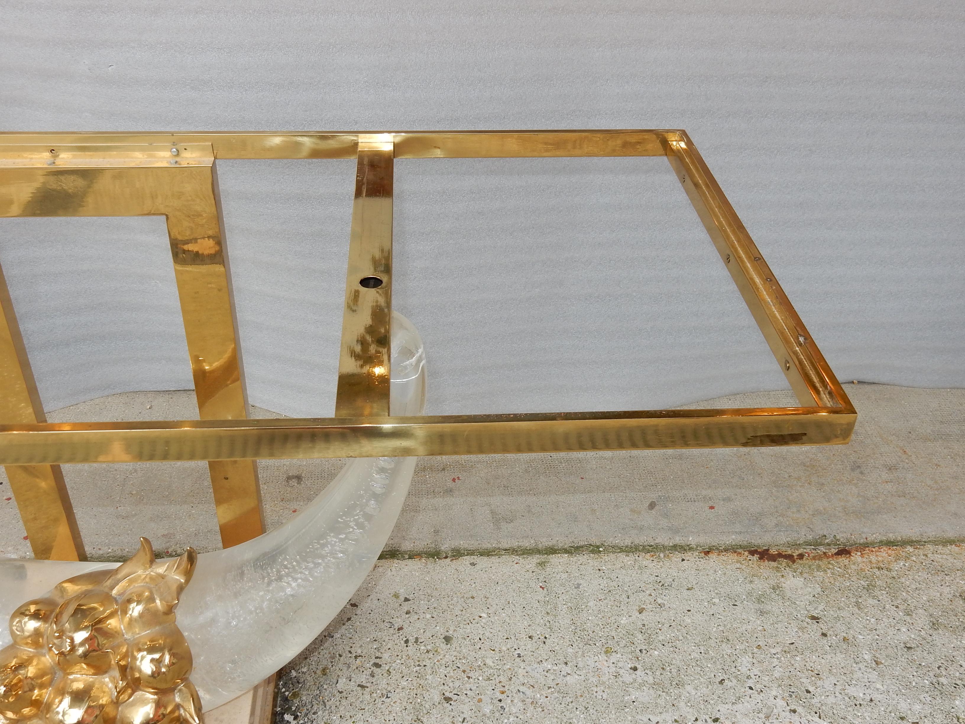 Polished 1970 Gilt Bronze Console in the Style of Claude Dalle for Romeo For Sale