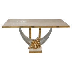 1970 Gilt Bronze Console in the Style of Claude Dalle for Romeo