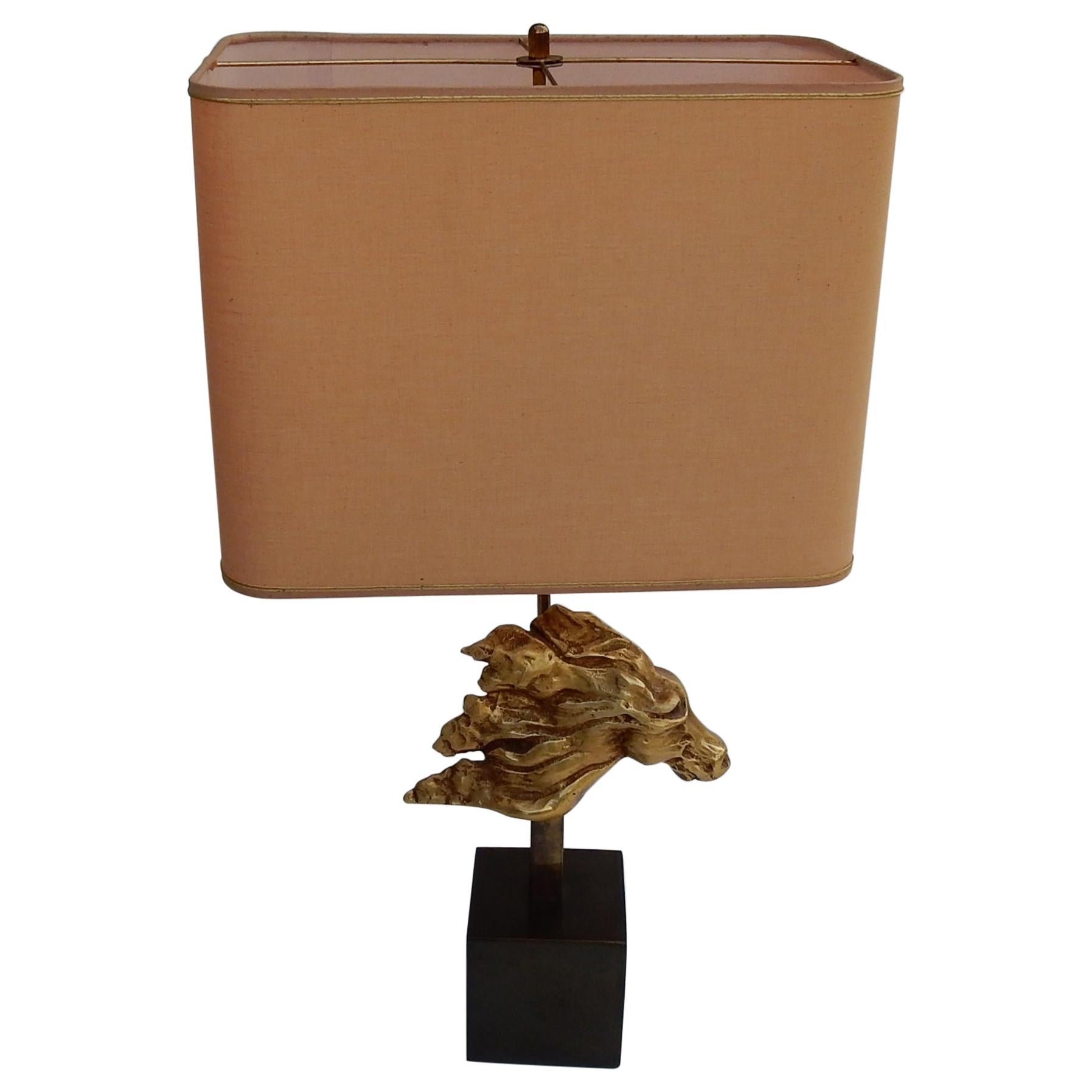 Lampe décorative à tête de cheval en bronze doré de 1970 dans le style de Duval Brasseur Non signée
