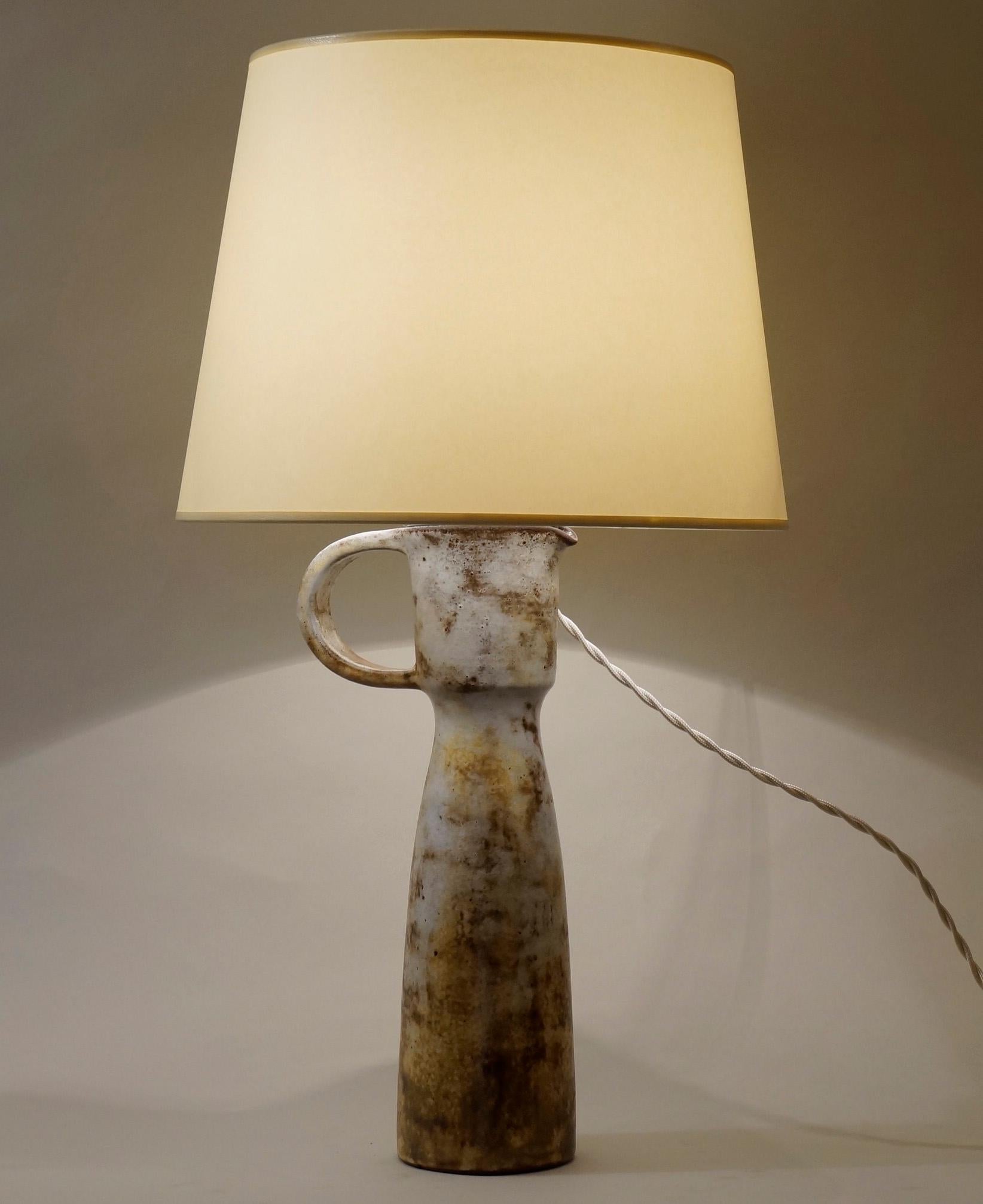 French 1970 Glazed Ceramic Table Lamp For Sale