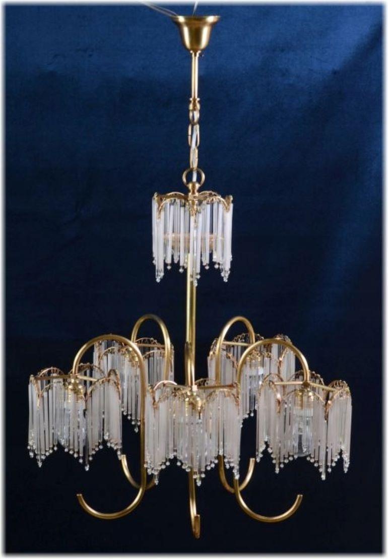 20th Century 1970 Brass Chandelier with Icicles, Spain For Sale