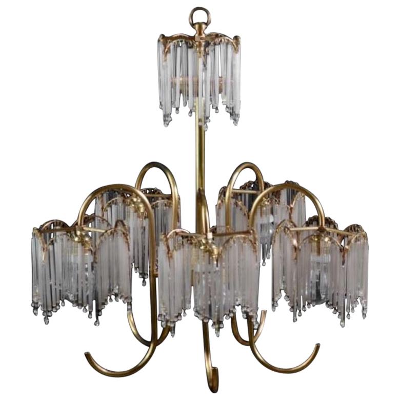 1970 Brass Chandelier with Icicles, Spain For Sale