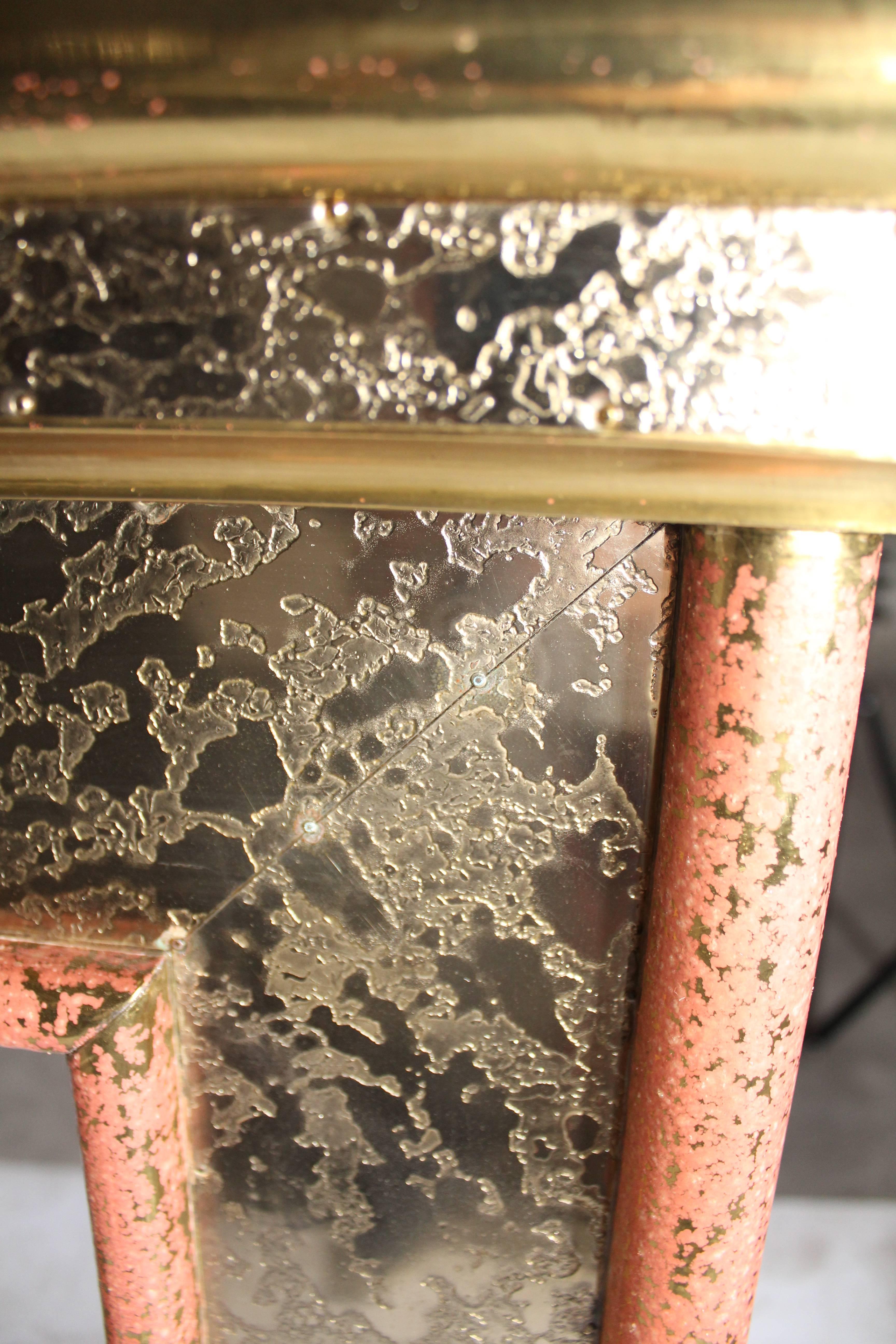 1970 Gony Nava's Signed Gild Brass Fireplace Mantle In Good Condition In Marbella, ES