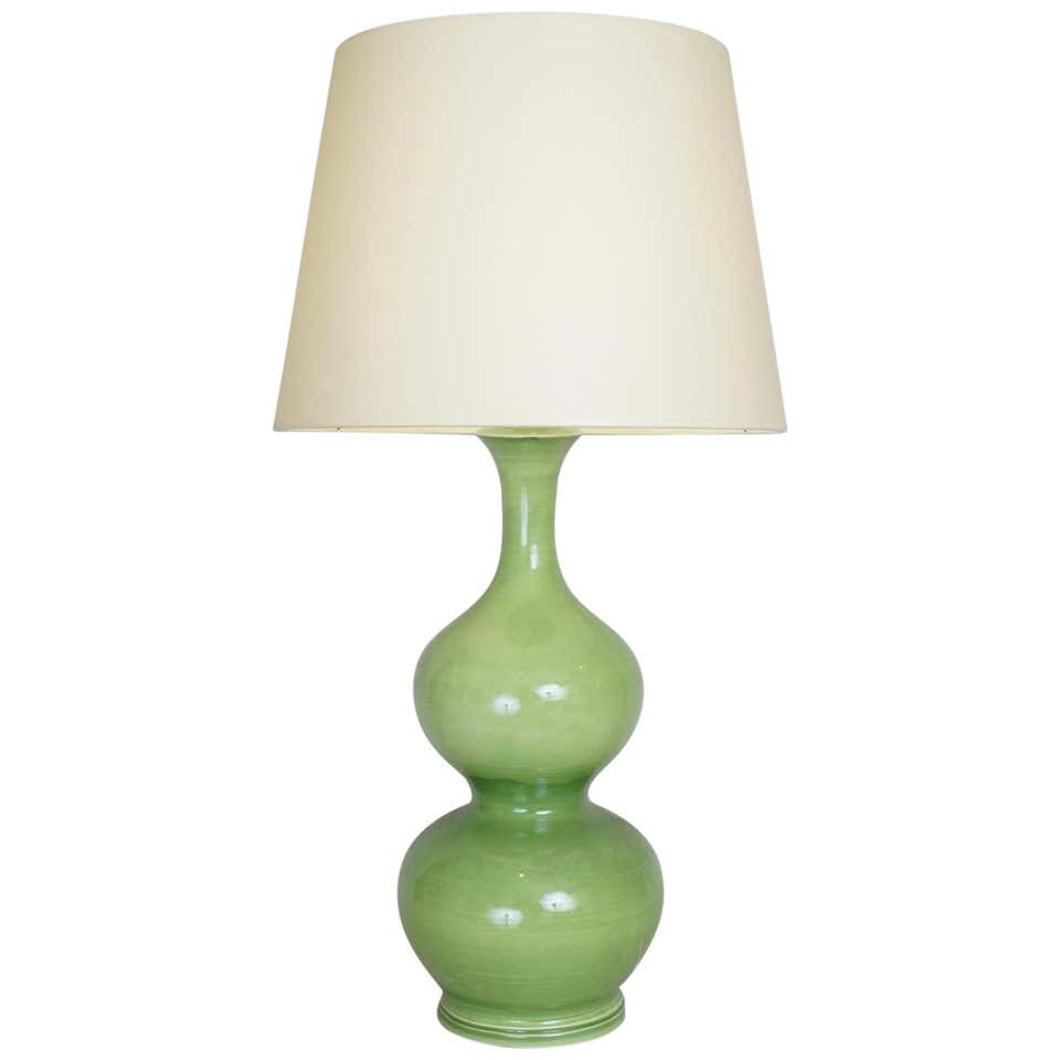 Green Ceramic Table Lamp By Baldelli at 1stdibs