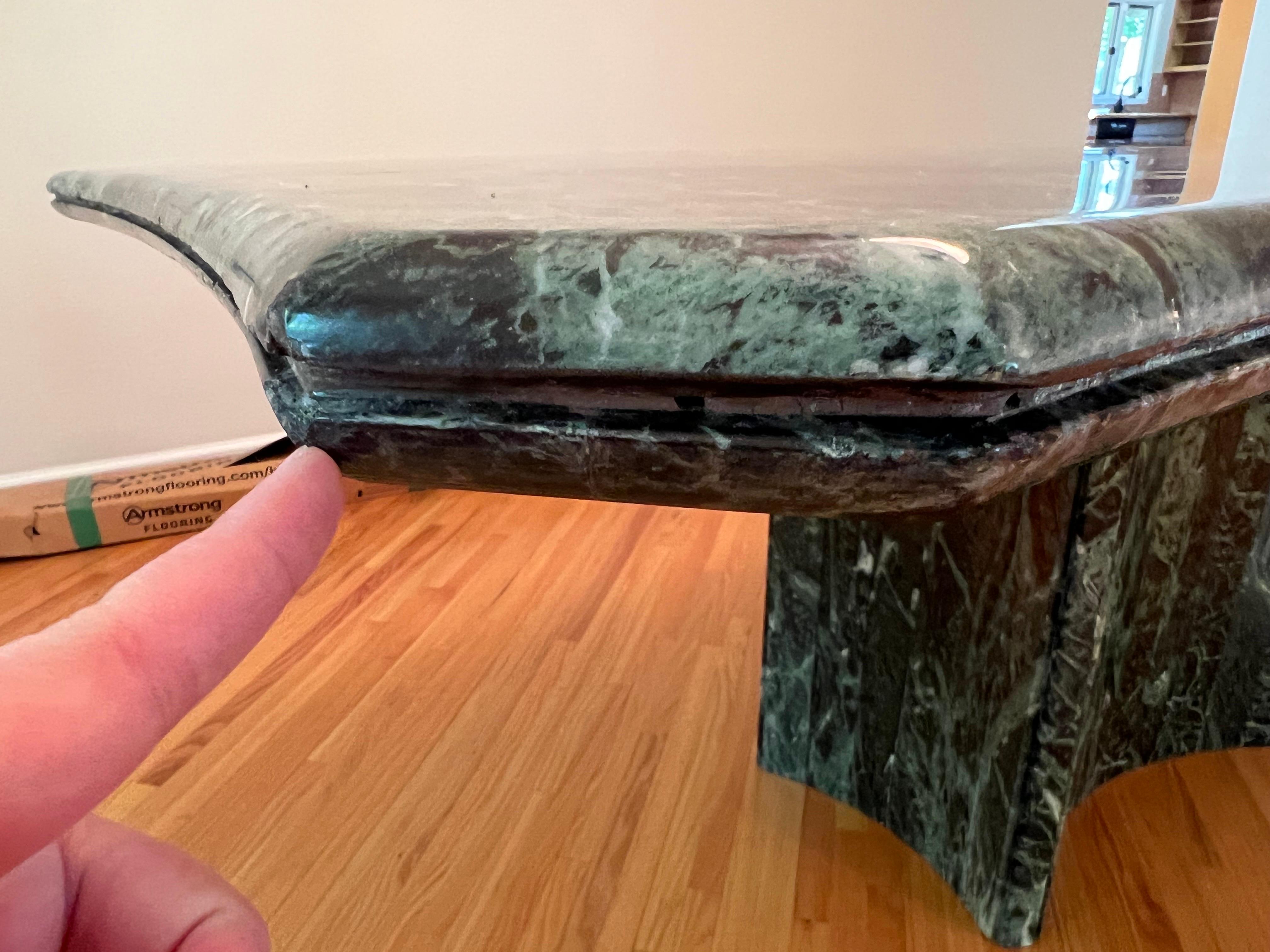 Post-Modern 1970 Green Marble Stone Dining Table, made in Italy For Sale