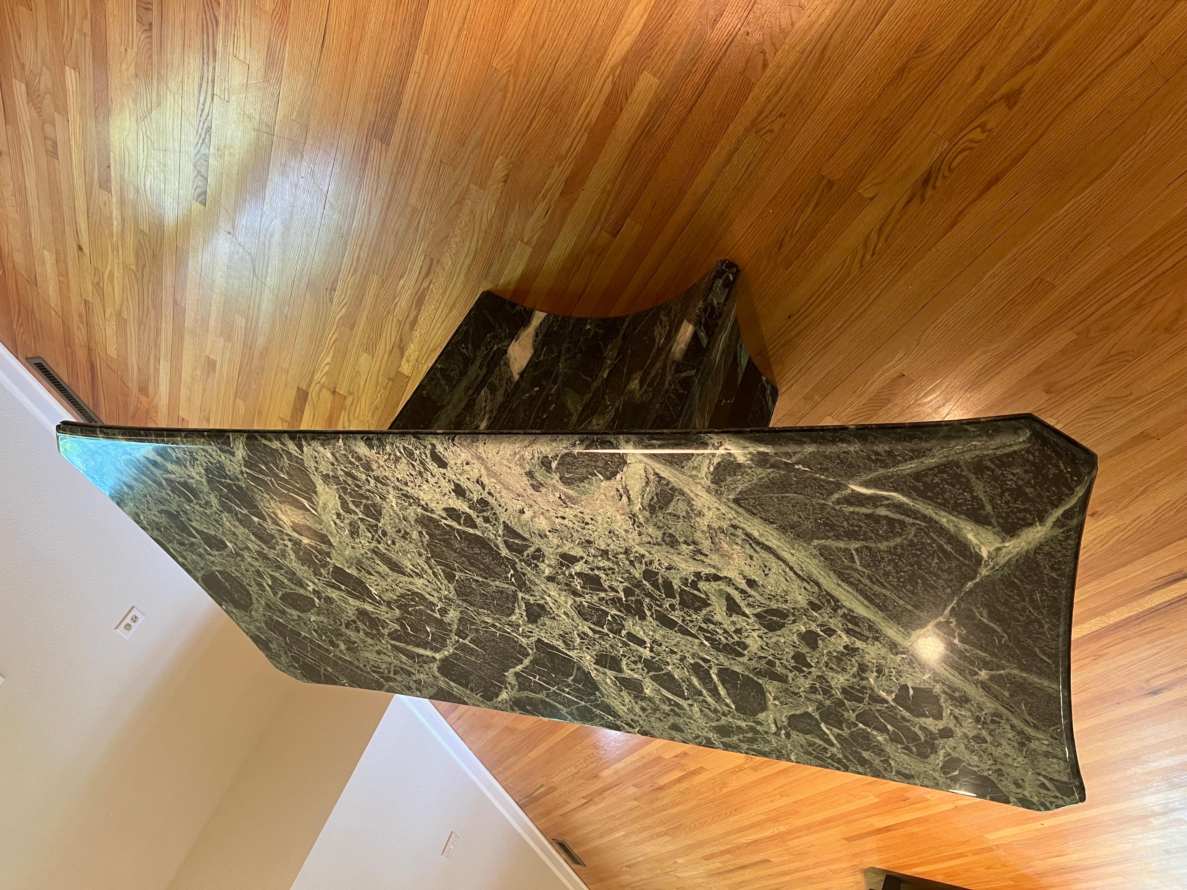 Italian 1970 Green Marble Stone Dining Table, made in Italy For Sale