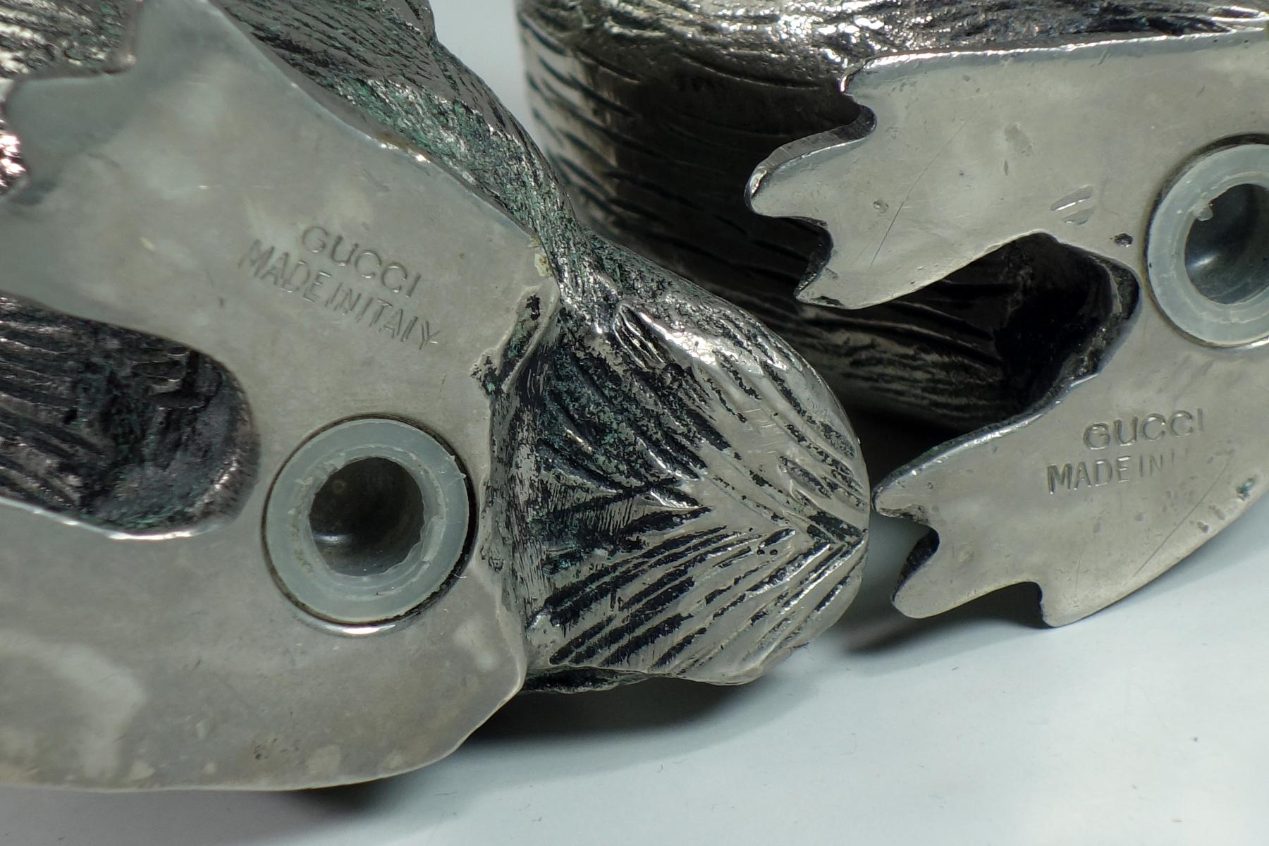 1970 Gucci Salero y Pimentero Pingüino Italiano Metal Plateado en venta 7