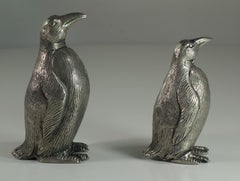 1970 Gucci Silver Metal Italian Penguin Salt and Pepper Shackers