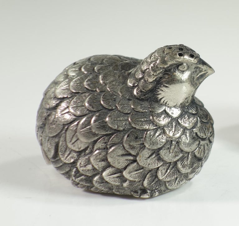vintage gucci ソルト&ペッパー madeinitaly ウズラ 1970 Gucci Silver Metal Italian Quail Salt and Pepper Shackers For