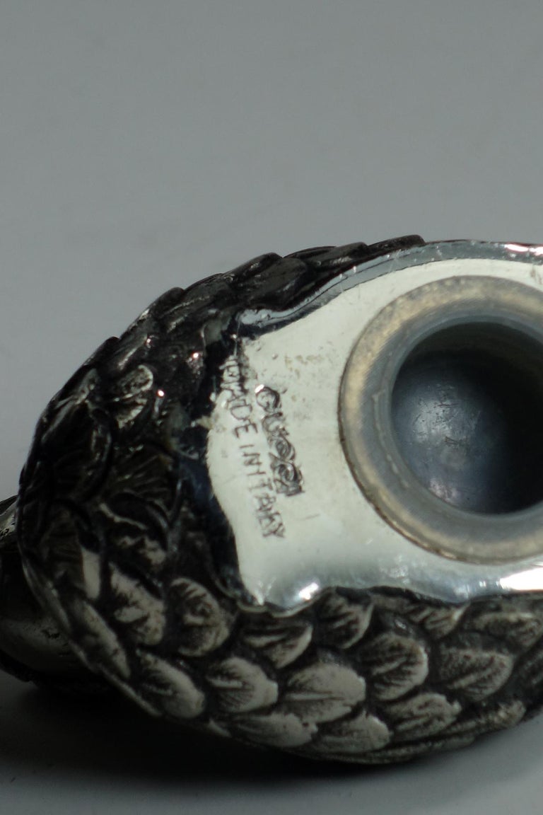 1970 Gucci Silver Metal Italian Quail Salt and Pepper Shackers For