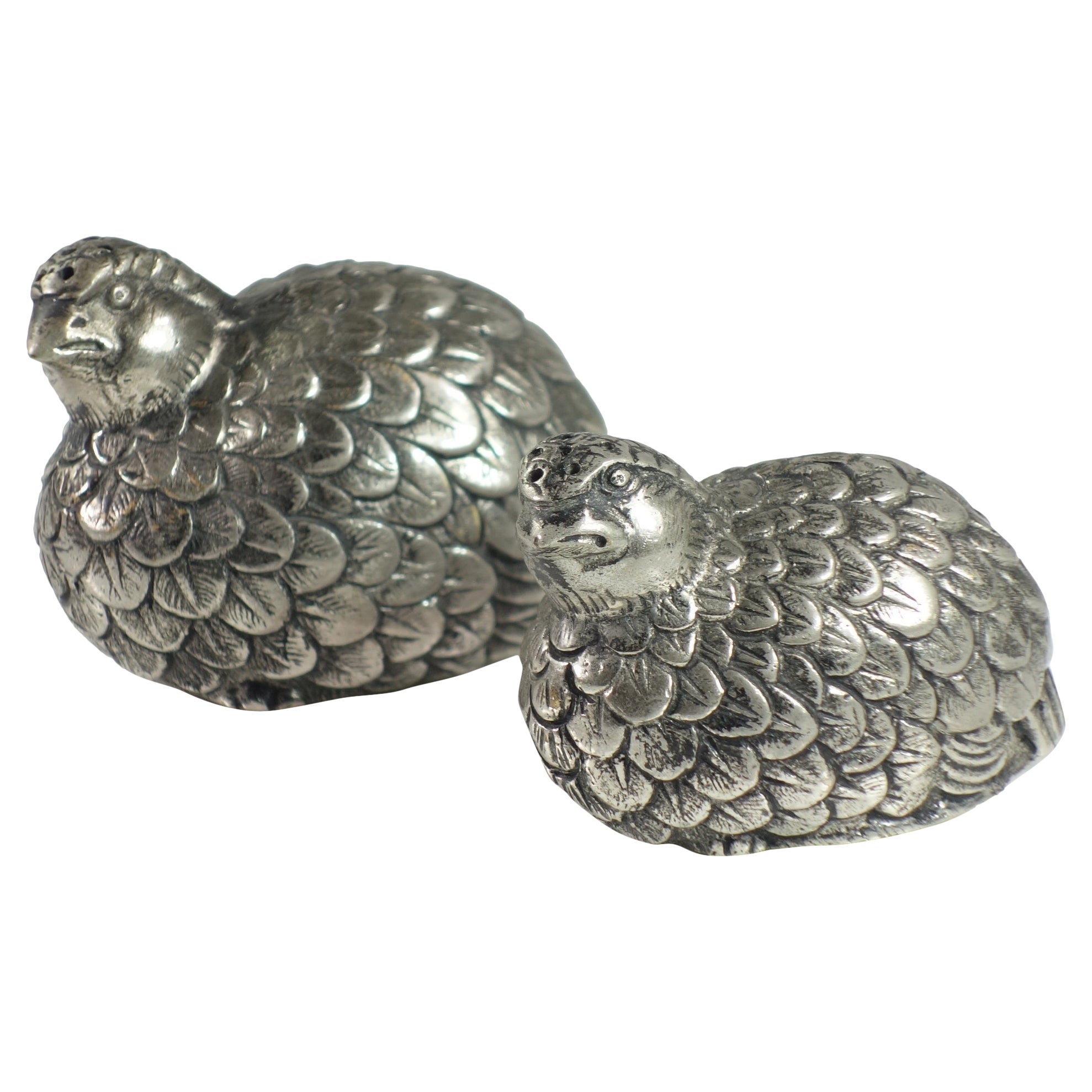 1970 Gucci Silber Metall Italienische Wachtel Salz- und Pfefferstreuer