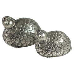 1970 Gucci Silber Metall Italienische Wachtel Salz- und Pfefferstreuer
