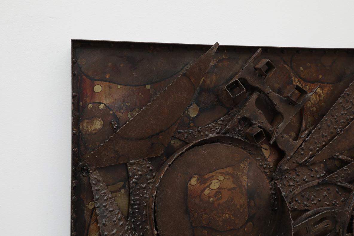 Vintage brutalist wall sculpture by renowned Danish sculptor Henrik Horst. Known for his impressive, Brutalist welded iron wall sculptures Henrik Horst began his career in Denmark in the late 1960s to quickly become a world-renowned and sought-after