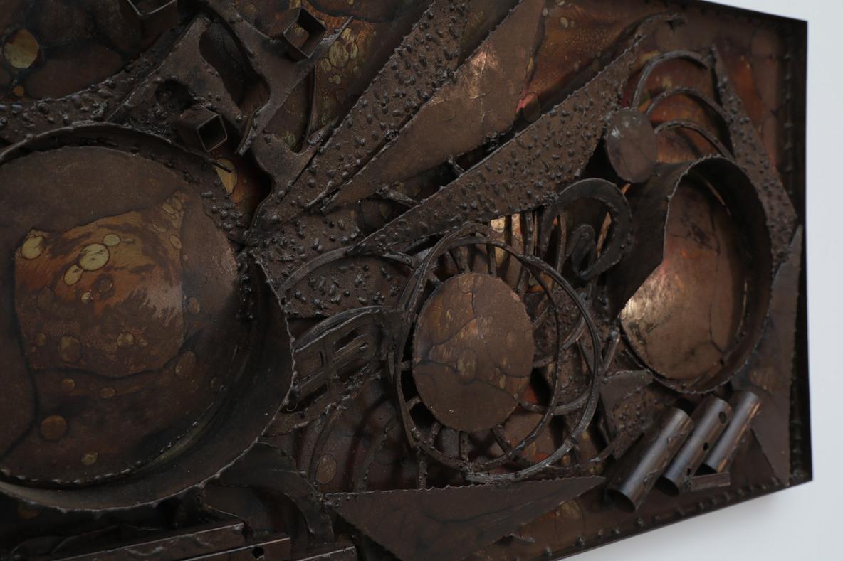 Danish Hendrik Horst Brutalist Welded Iron Wall Sculpture Art, 1970 For Sale