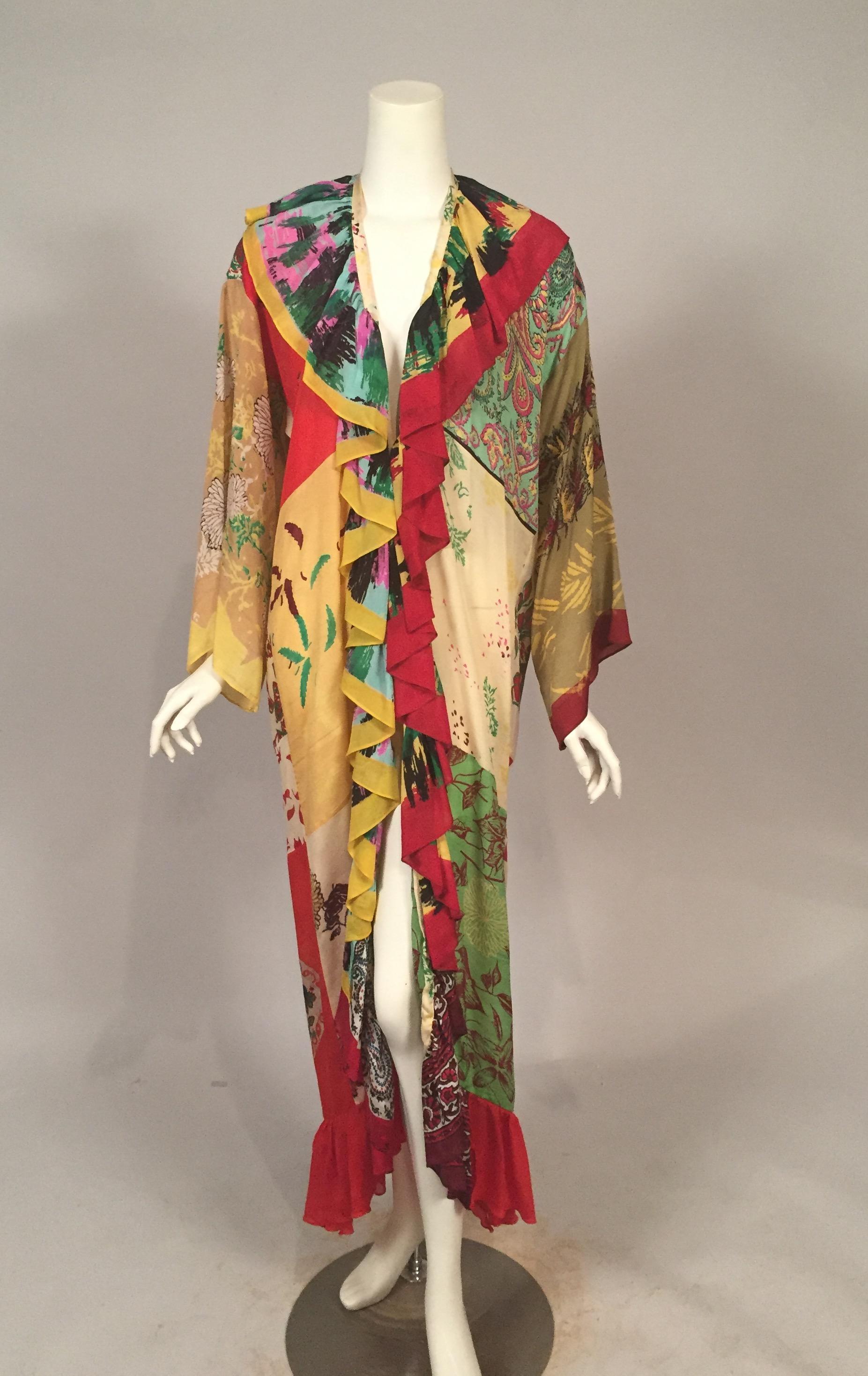 1970 Henri Bendel Rich Hippie Chic, Silk Dress, Robe or Cover-Up 5