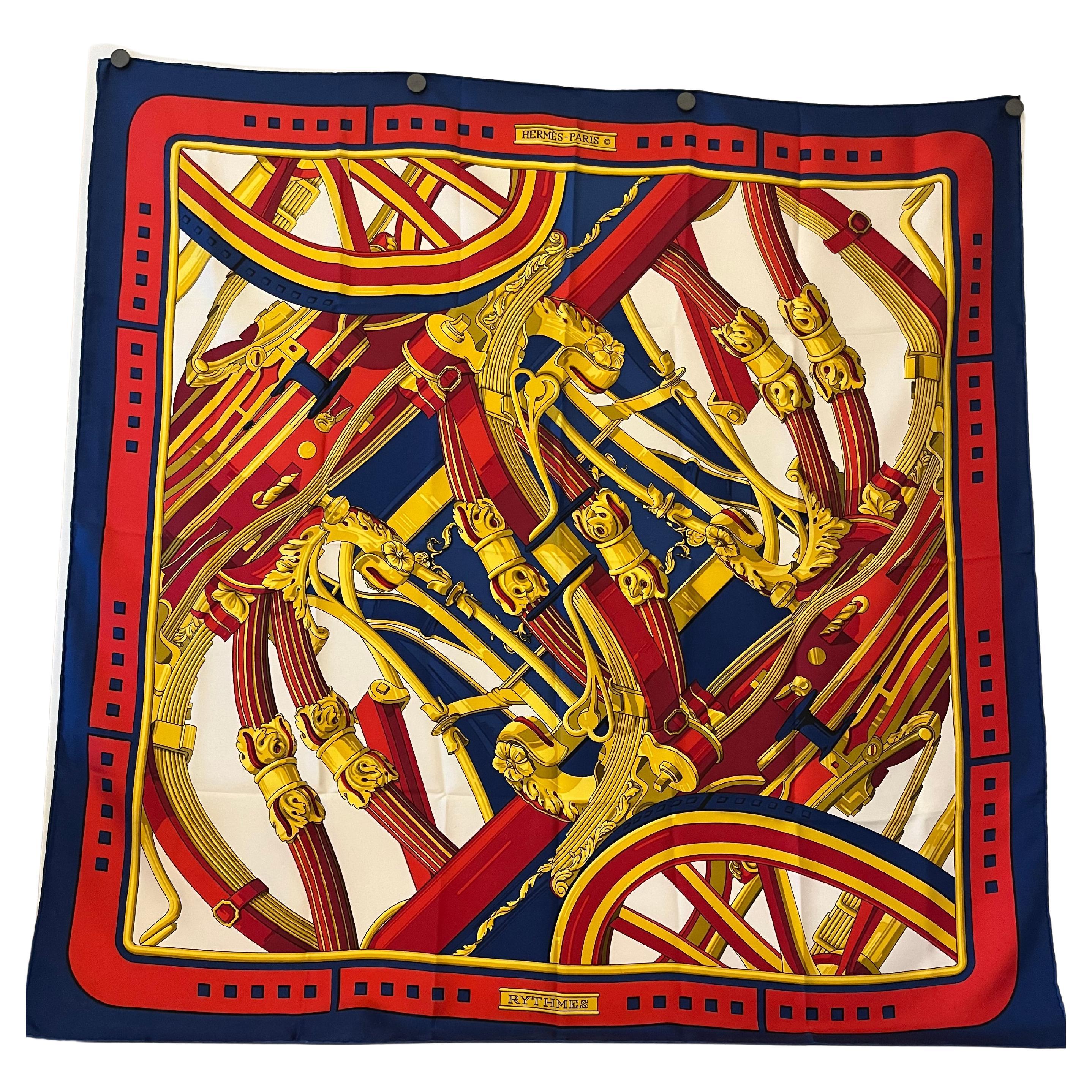 1970 Hermes "Rythmes" Silk Scarf By Cathy Latham For Sale