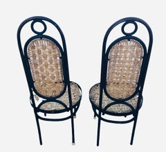 1970 High Back Iron and Woven Rope Chairs