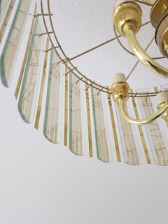 1970 Hollywood Regency Chandelier Brass and Glas
