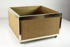 1970 Hollywood Regency Italian Design Modernist Cane Brass Flower Planter