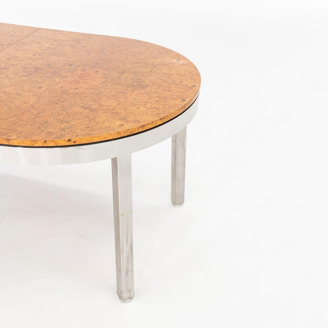 1970 I.M. Rosen for Pace Collection Burl and Chrome 967 Dining Table 42x72 For Sale 4