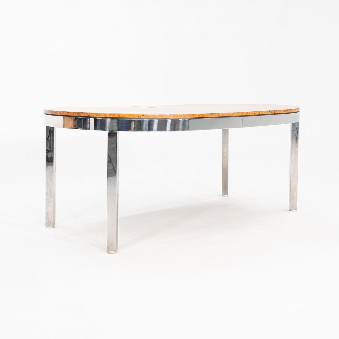 Modern 1970 I.M. Rosen for Pace Collection Burl and Chrome 967 Dining Table 42x72 For Sale