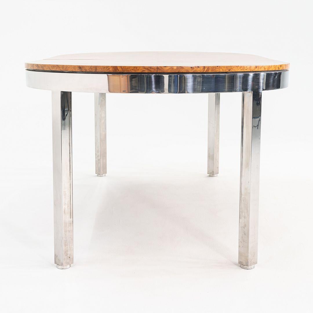 American 1970 I.M. Rosen for Pace Collection Burl and Chrome 967 Dining Table 42x72 For Sale