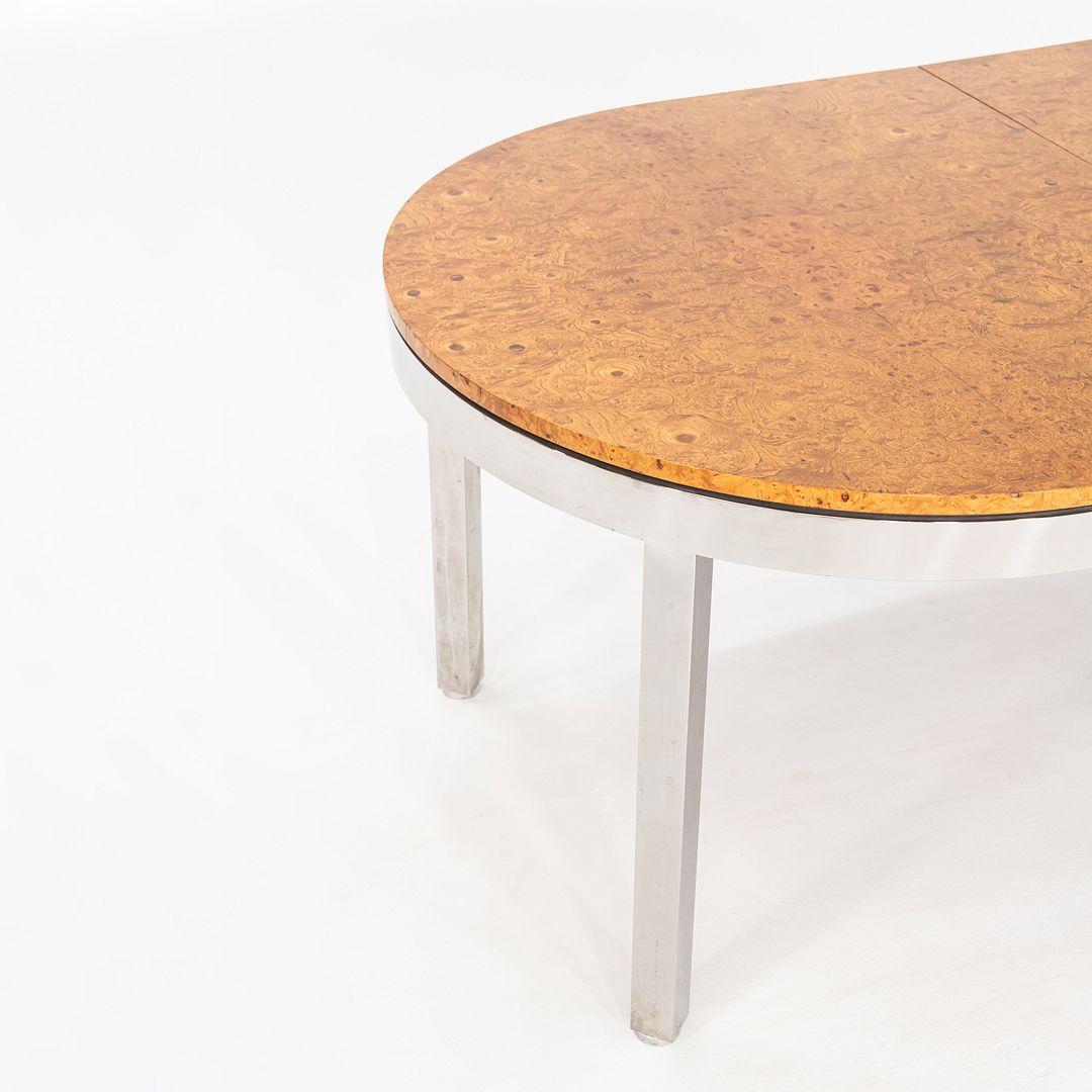 1970 I.M. Rosen for Pace Collection Burl and Chrome 967 Dining Table 42x72 In Good Condition For Sale In Philadelphia, PA