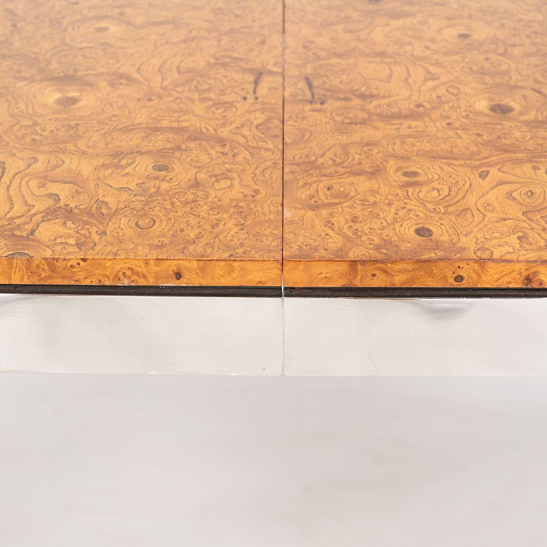 Steel 1970 I.M. Rosen for Pace Collection Burl and Chrome 967 Dining Table 42x72 For Sale
