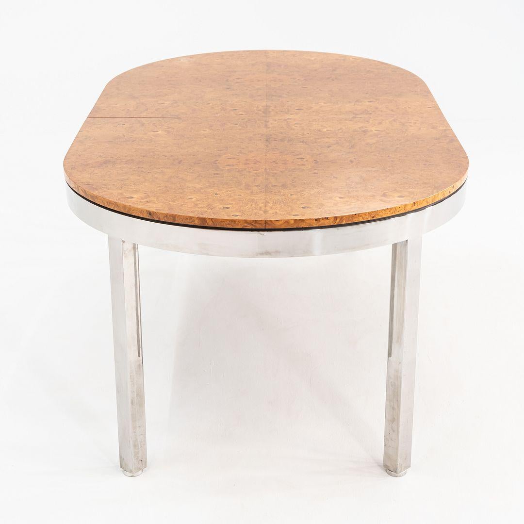 1970 I.M. Rosen for Pace Collection Burl and Chrome 967 Dining Table 42x72 For Sale 2