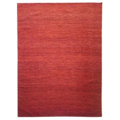 1970 Indian Handwoven Kilim Rug with Wool and Cotton in Garnet Color