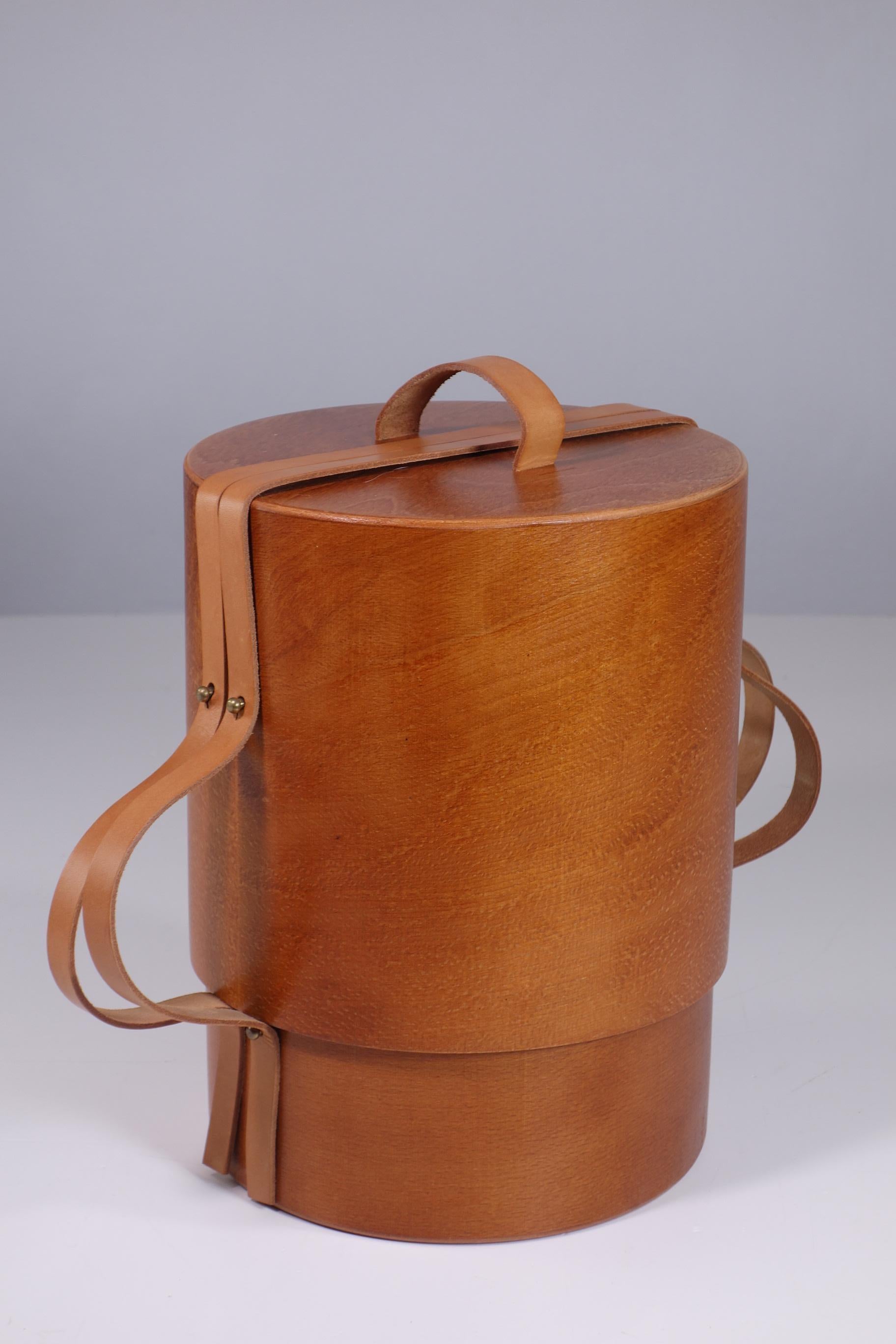 Mid-Century Modern 1970 Ingo Knuth DNK Daniela Mola Italian Design Wood Leather Box For Sale