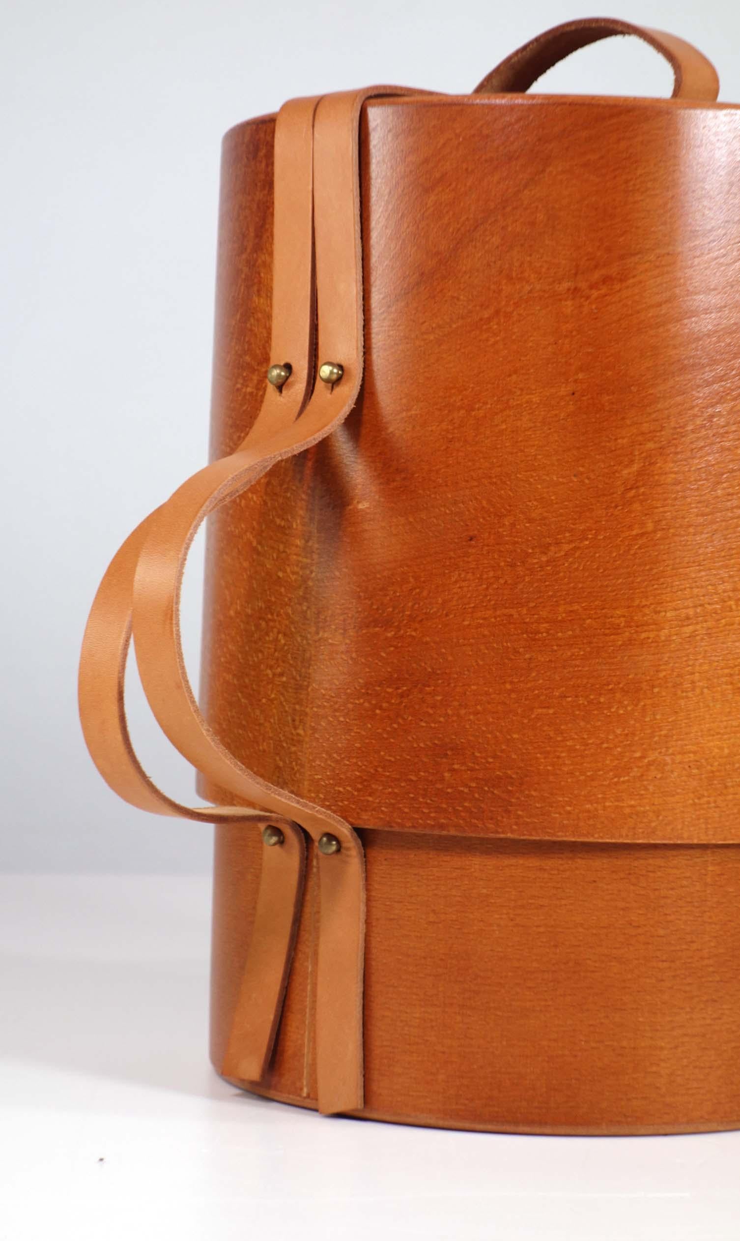 Late 20th Century 1970 Ingo Knuth DNK Daniela Mola Italian Design Wood Leather Box For Sale
