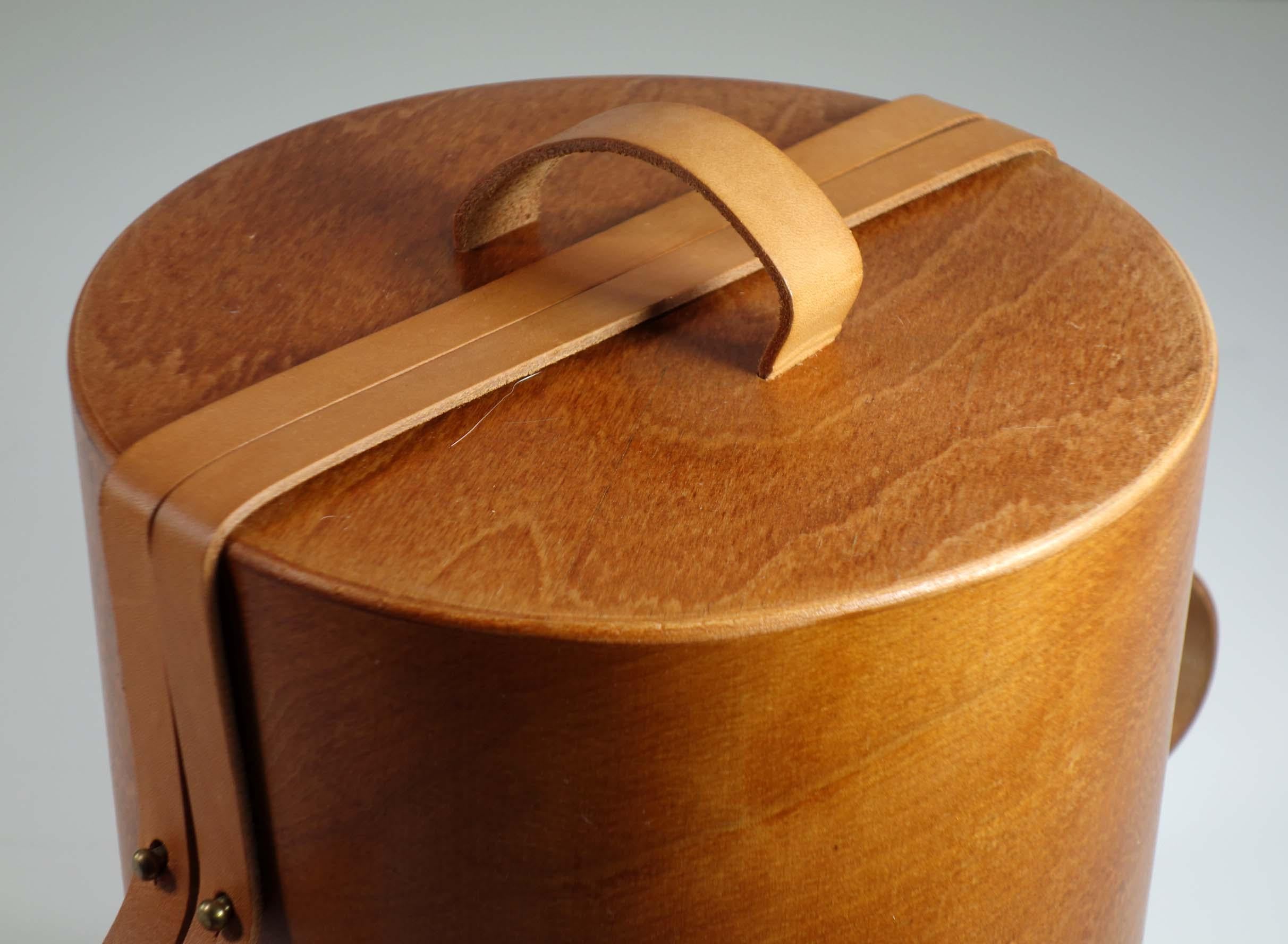 1970 Ingo Knuth DNK Daniela Mola Italian Design Wood Leather Box For Sale 1