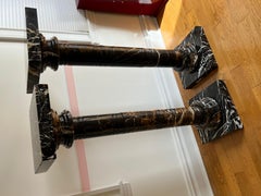 1970 Italian Black Gold Marble Pedestals, a Pair