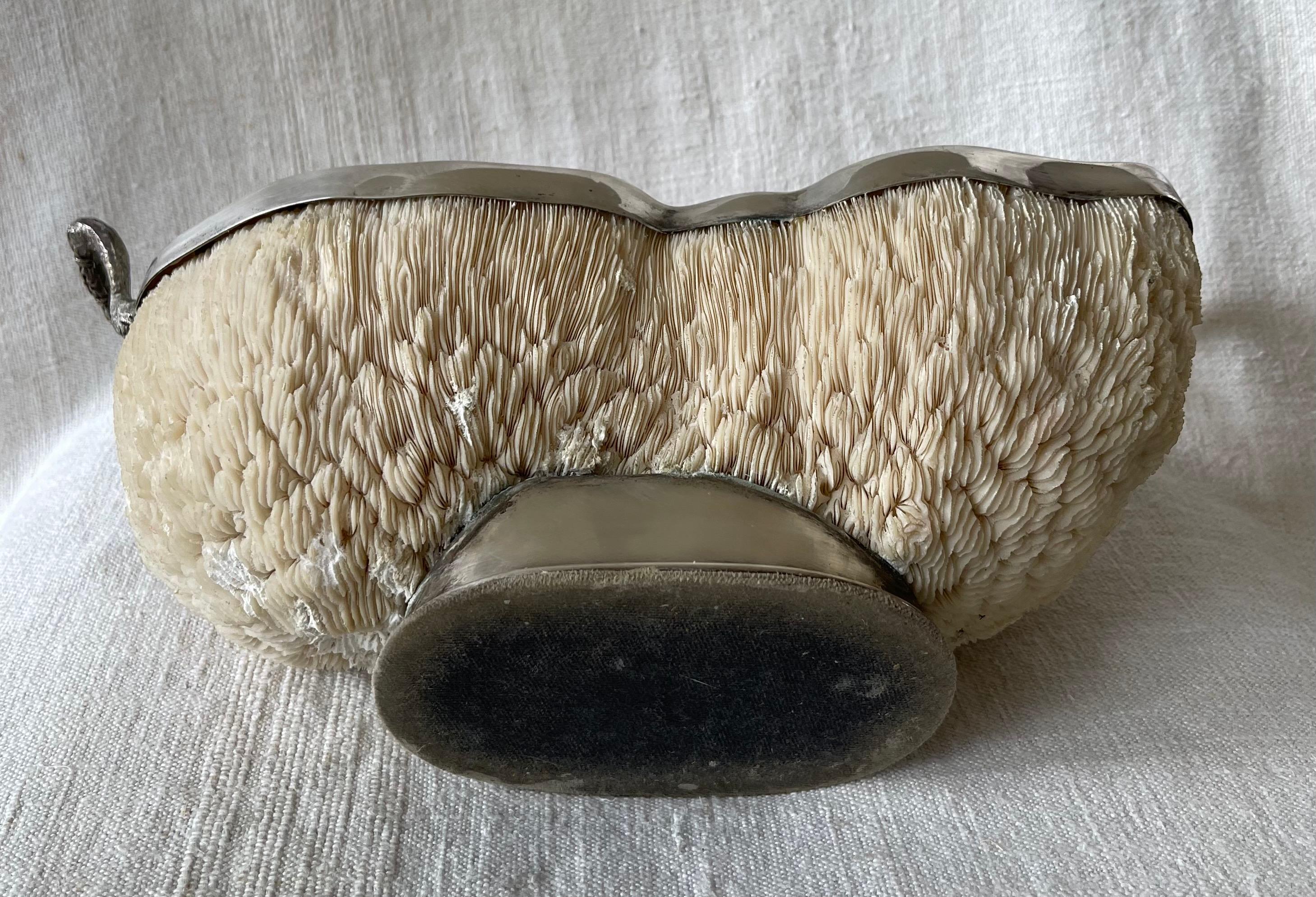 1970 Italian Bowl Coral Silver Ring Gabrielle Binazzi Manufacture 1