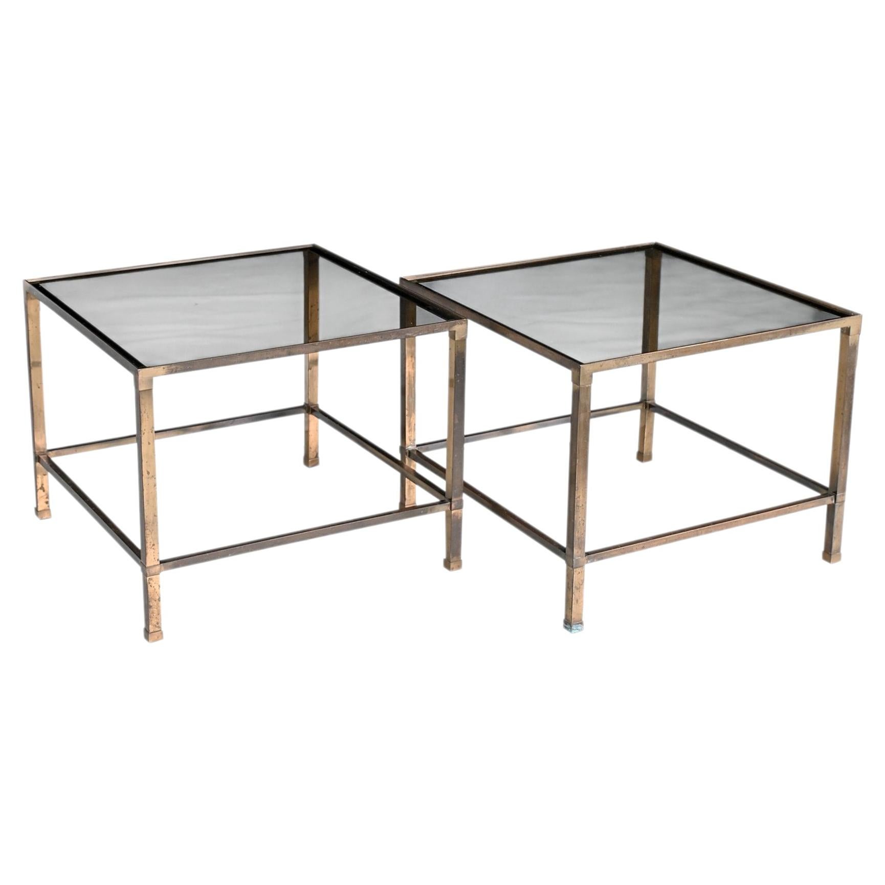 1970 Italian Brass Matched Pair of Brass Tables