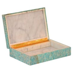 1970 Caja decorativa italiana de piedras semipreciosas - Piedra amazonita