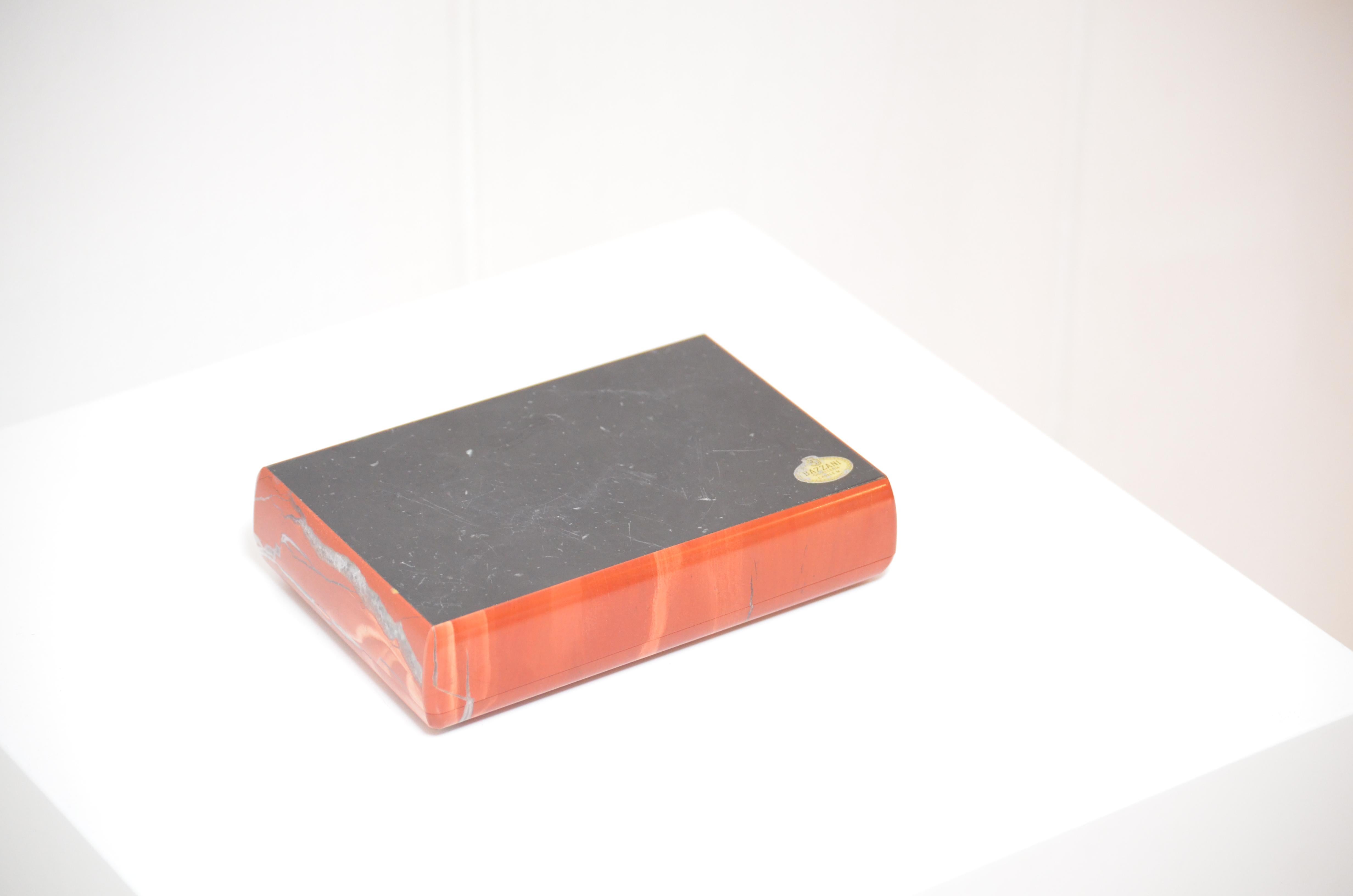 1970 Italian Decorative box in semi-precious stones - Red Jasper with quartz 3