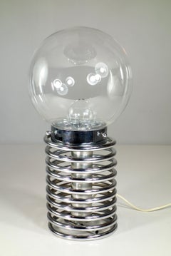 1970 Italian Design Space Age Chrome Glass Table Lamp