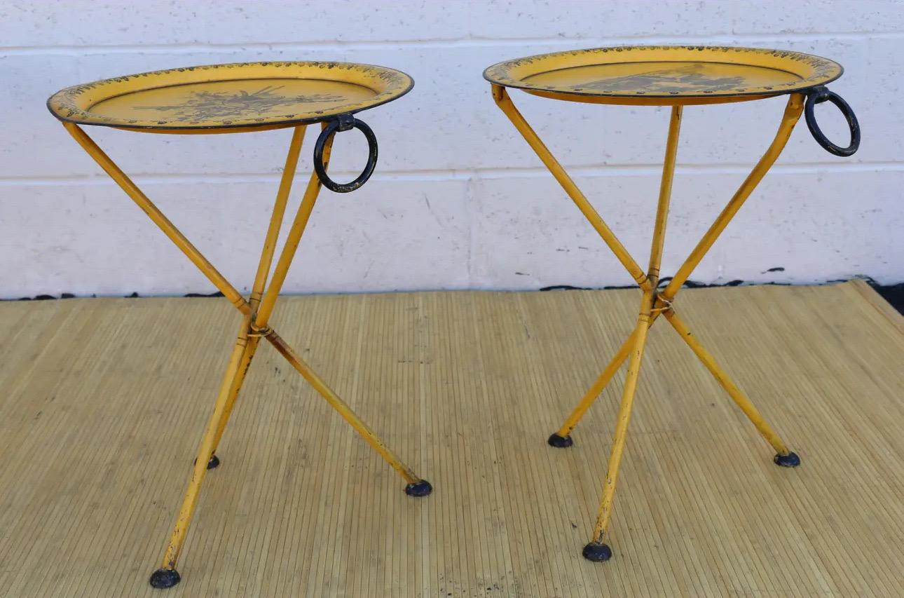 Ensemble de six tables d'appoint pliantes en métal de style Empire italien de 1970 en vente 3