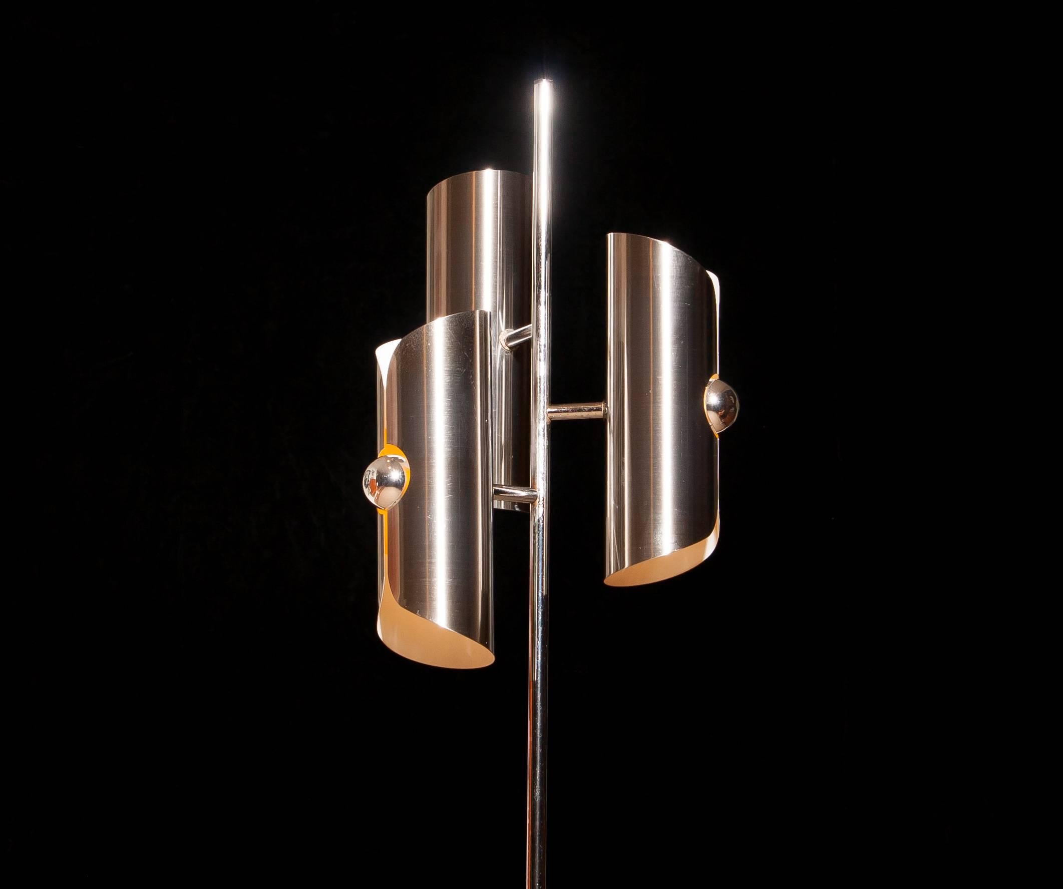 1970 Italian Floor Lamp in Chrome and Steel Combination In Good Condition In Silvolde, Gelderland