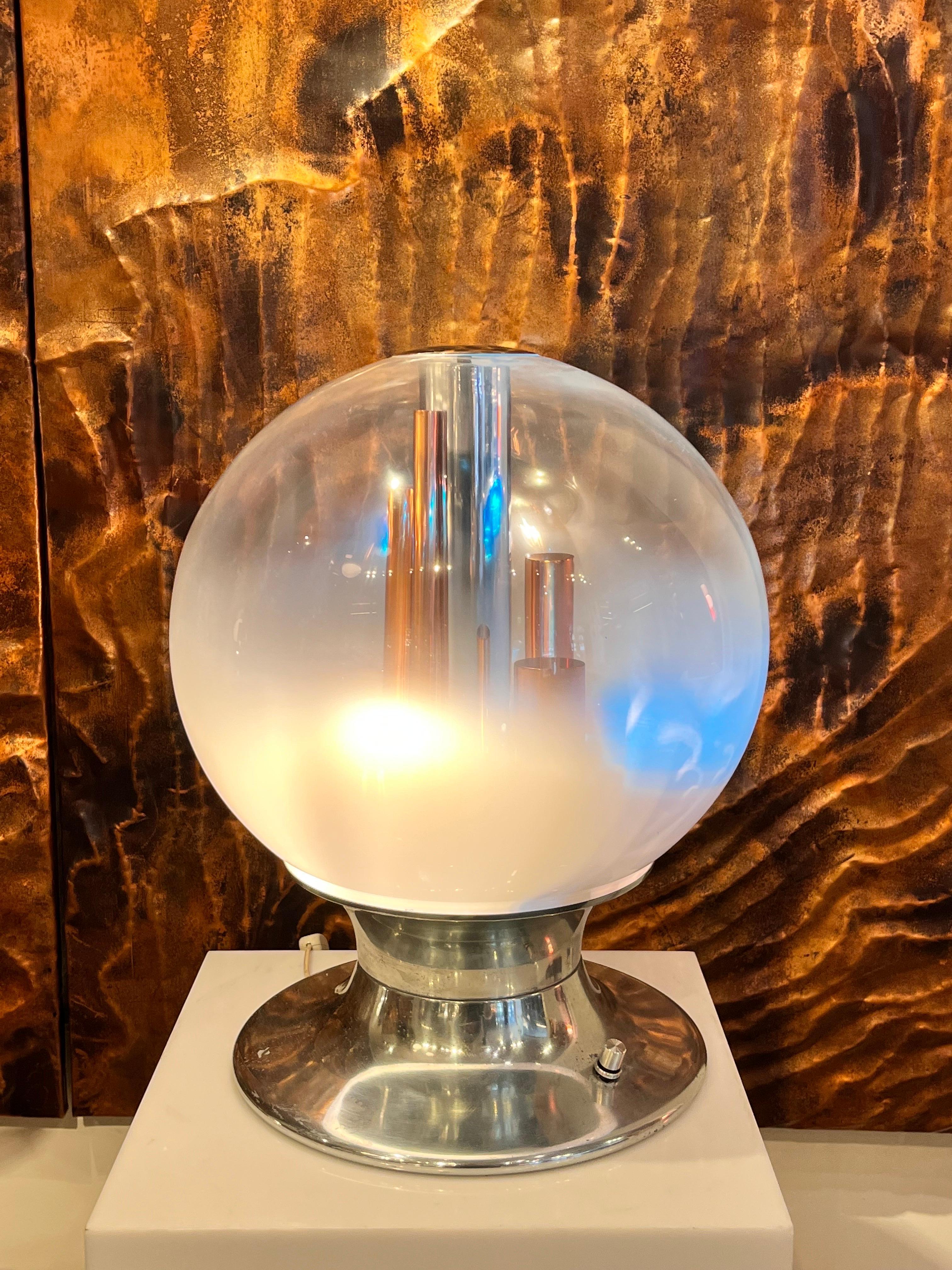 Italienische Glas-Tischlampe aus Glas, 1970 im Angebot 1