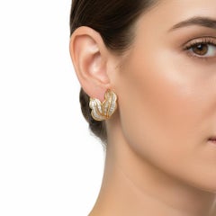 1970 ITALIE Boucles d'oreilles feuilles en or jaune 18kt avec 5.00 cts de diamants