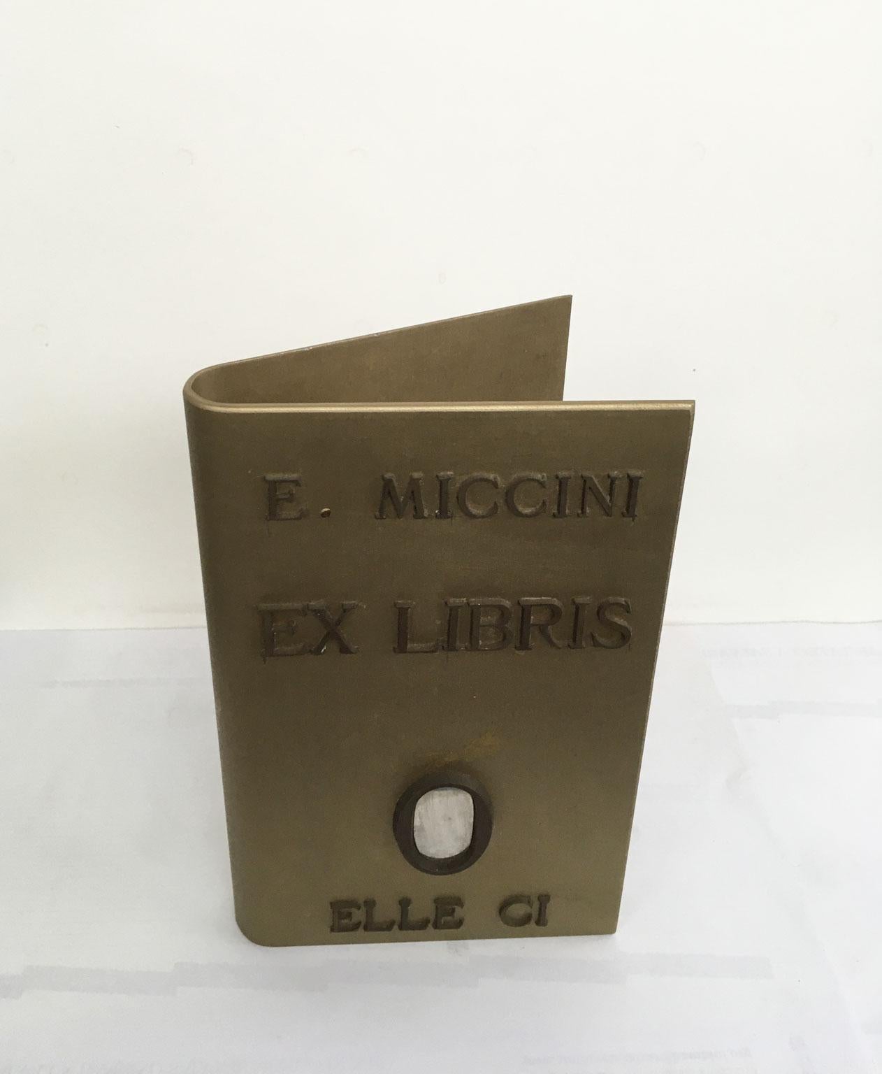 Post-Modern 1970 Italy Aluminun Abstract Sculpture Eugenio Miccini Ex Libris For Sale