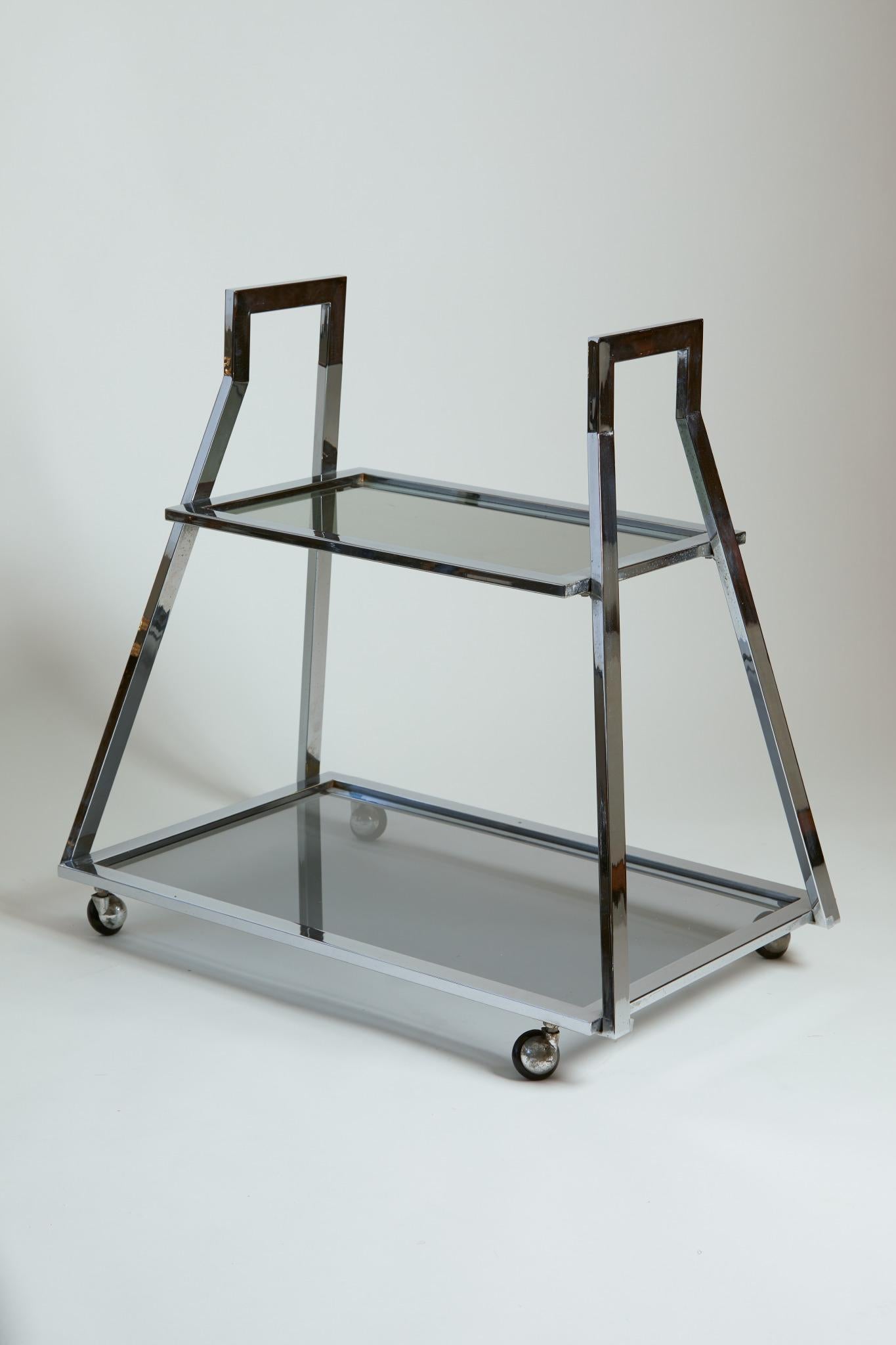 1970 Italy Chrome Bar Cart In Excellent Condition In Aspen, CO
